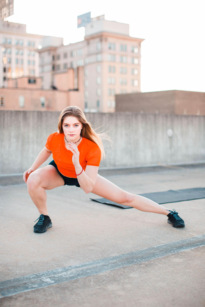 Tiffany in a lunge while training